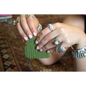 Darling Green Seed Beads Coin Purse Little Mini Bag Handmade Vintage Accessories